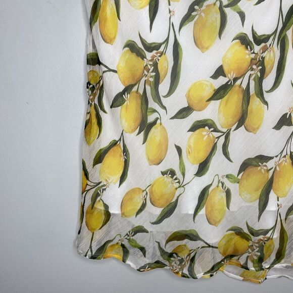 J.CREW Collection Mini Skirt Women XS Lemon Print NEW Sheer Overlay CB791 - Picture 4 of 16